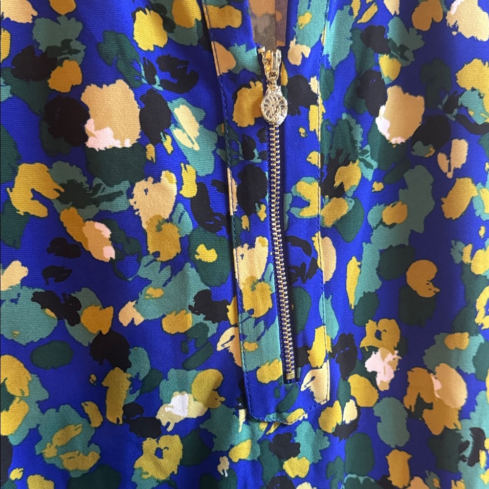 Anne Klein Blue and Yellow Floral Blouse - Picture 2 of 6